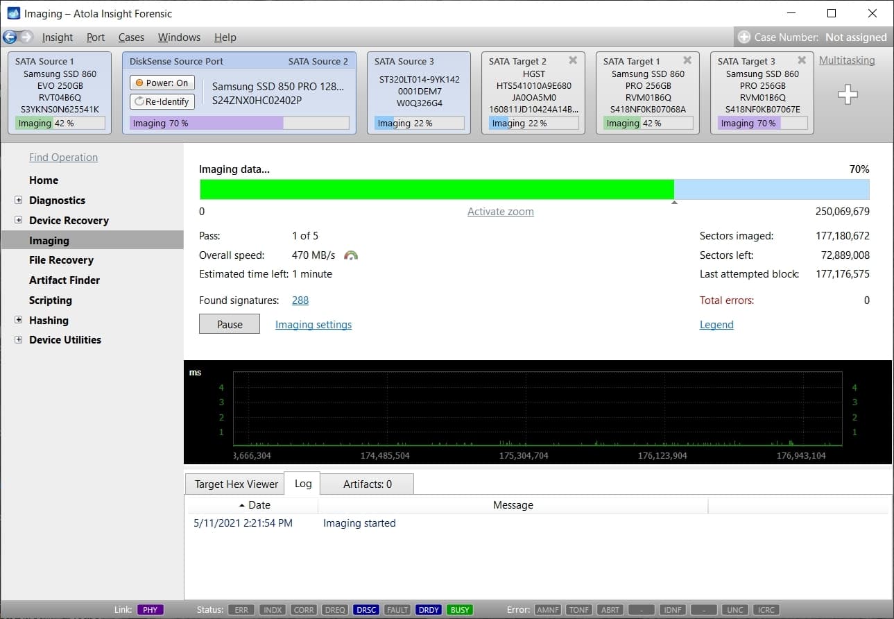 Atola Insight 3 simultaneous imaging sessions