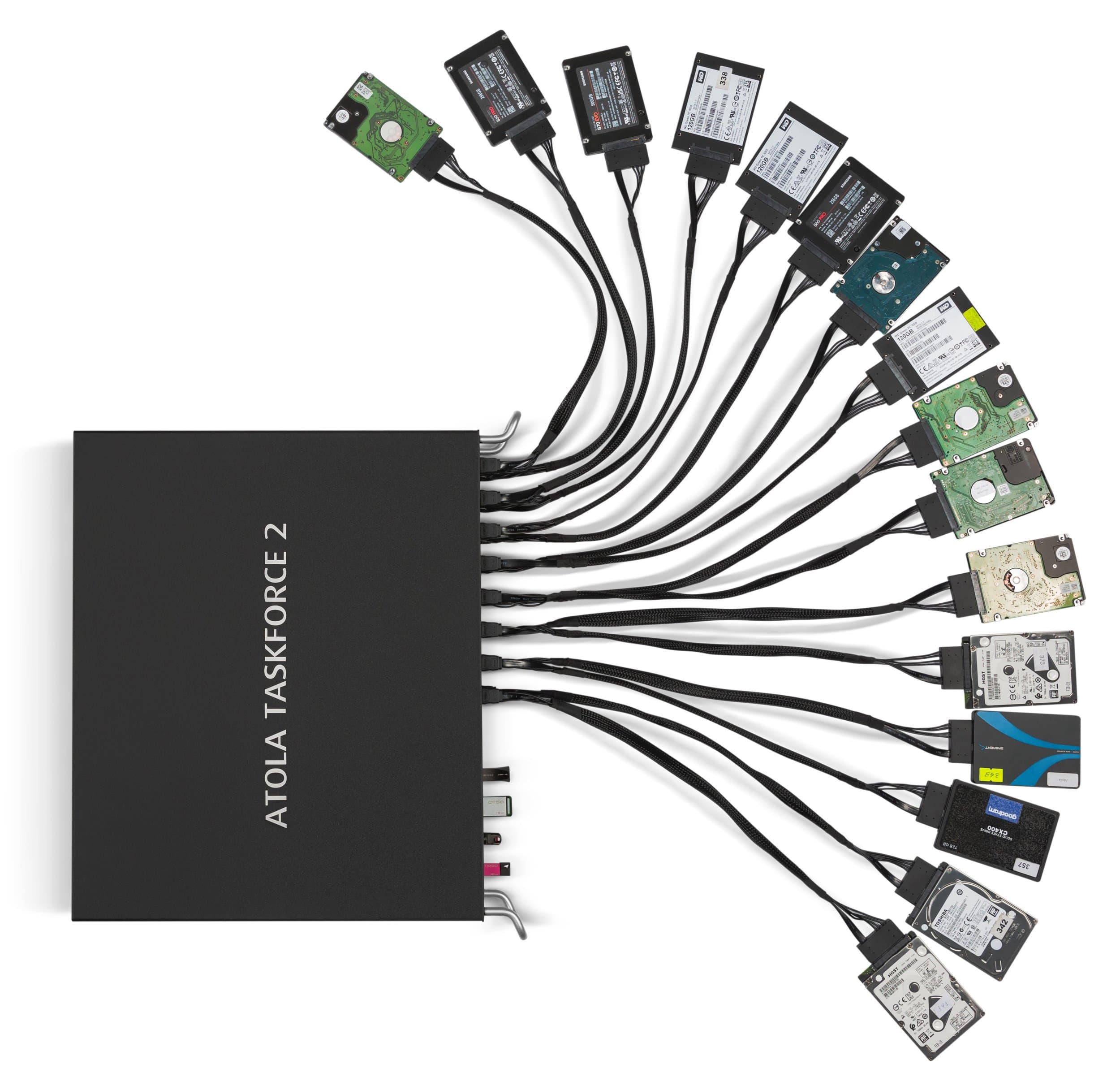 Atola TaskForce 2 with all drives connected