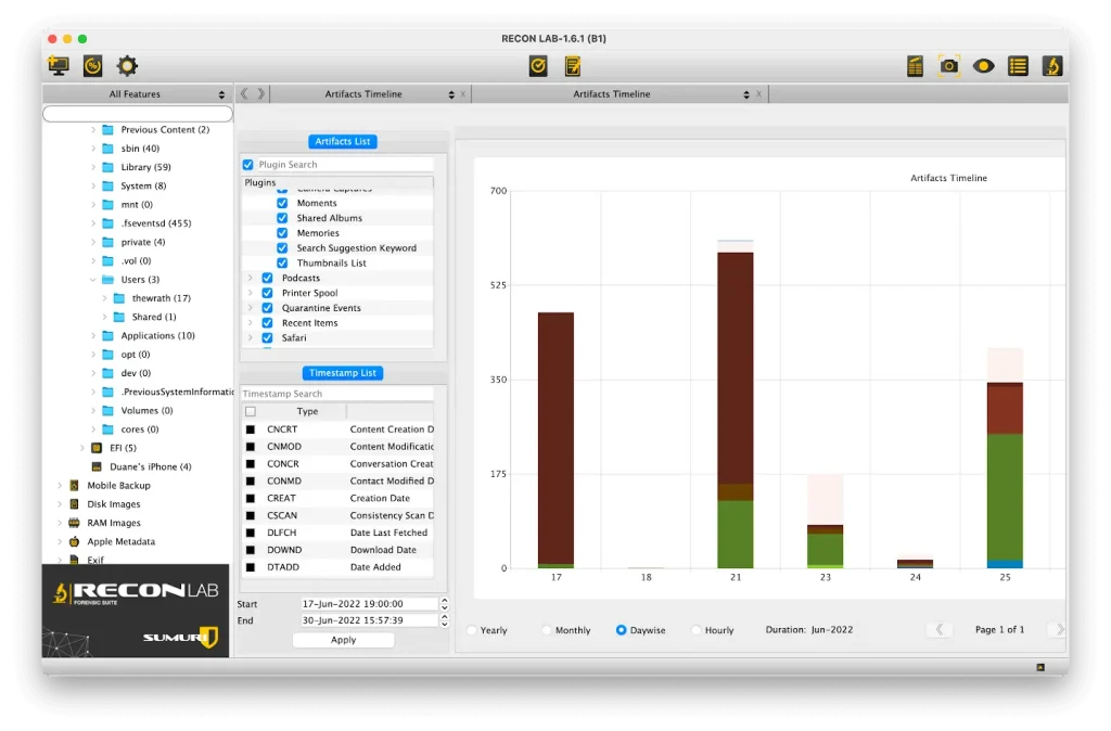 RECON LAB main dashboard